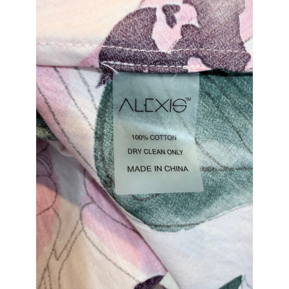Alexis Beatrice Pink Green Floral Cotton Shirtdress Tiered High Low Midi Dress M - Picture 4 of 11